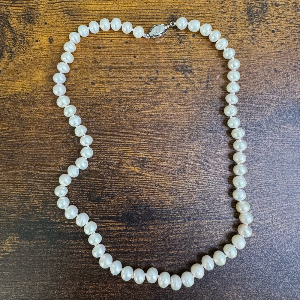 Freshwater Cultured Potato Pearl Necklace with Plunge Clasp 19 Inch